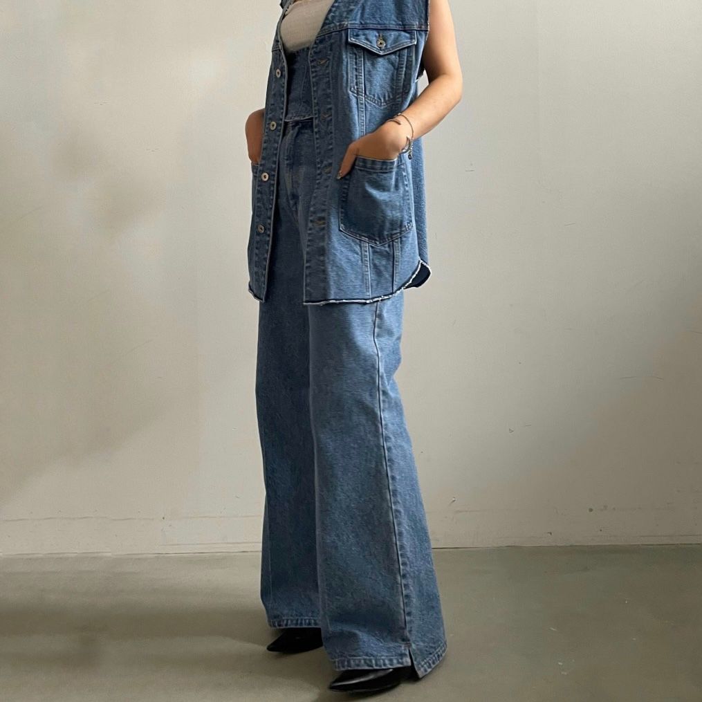 【残り一点】Corset with Wide Denim Pants