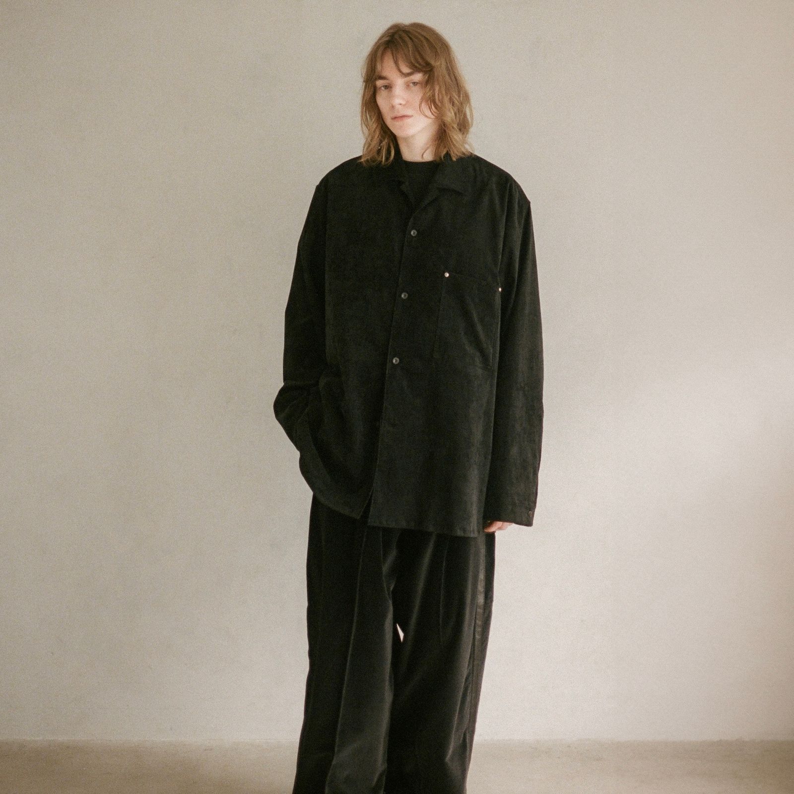 【残り一点】Open Collar Velvet Shirt