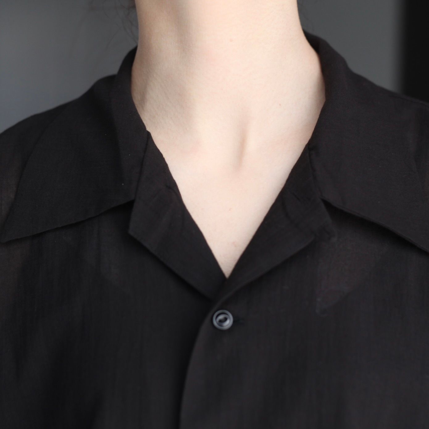 【残り一点】シアーコットンオープンカラーL/Sシャツ