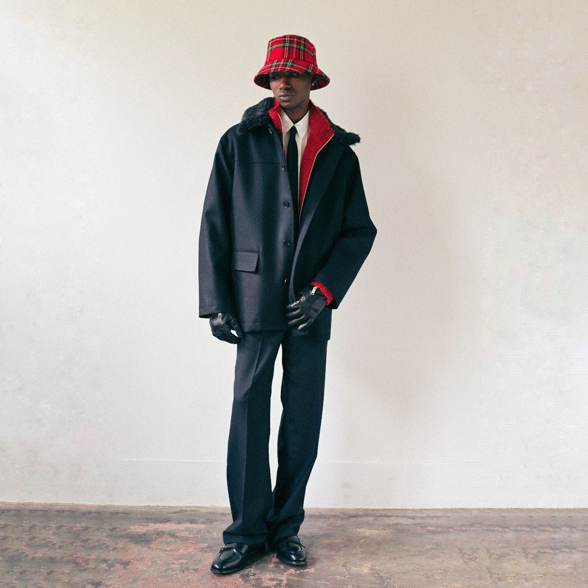 【残り一点】Black Wool Straight Trousers