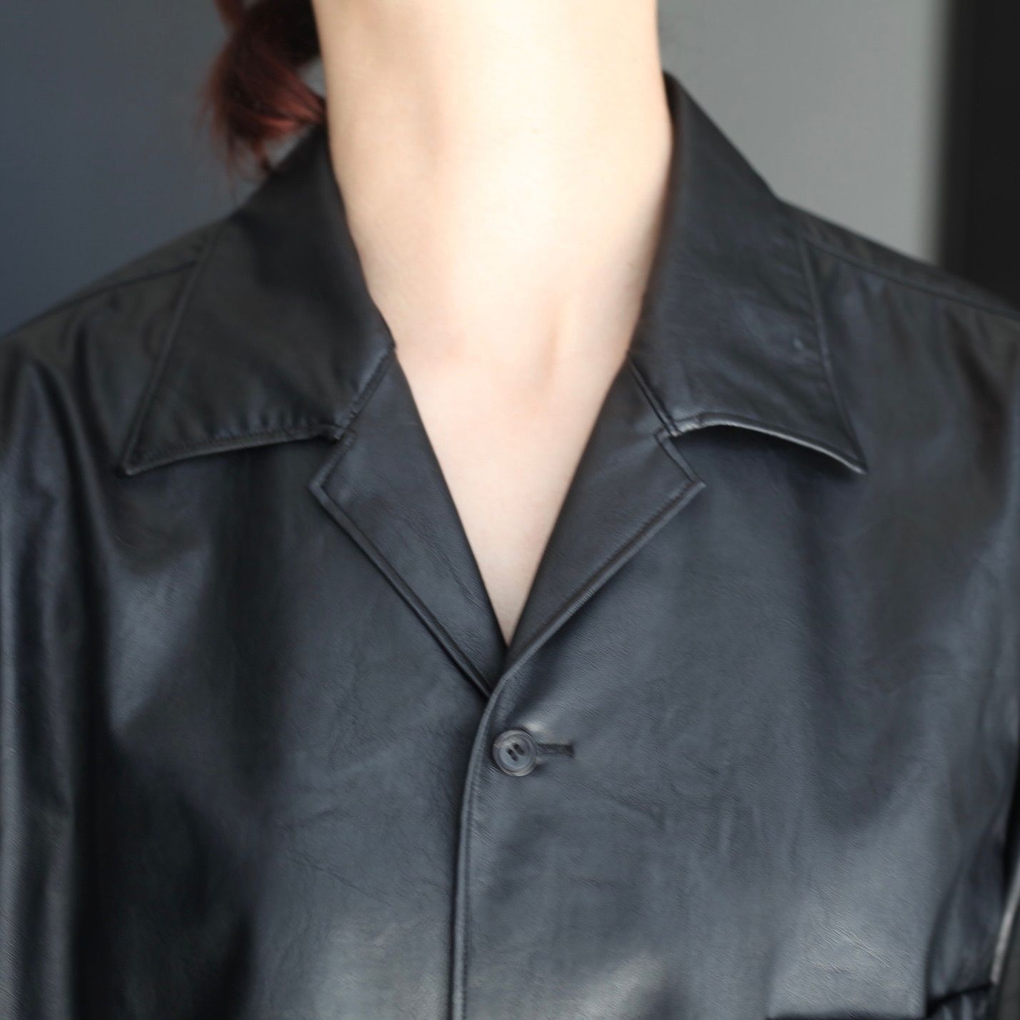 【残り一点】Shadow Black Open Collar Shirt