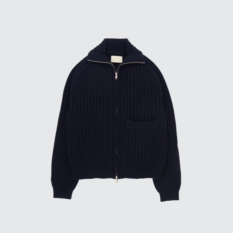 【残り一点】Wide Rib Highneck Zip Cardigan