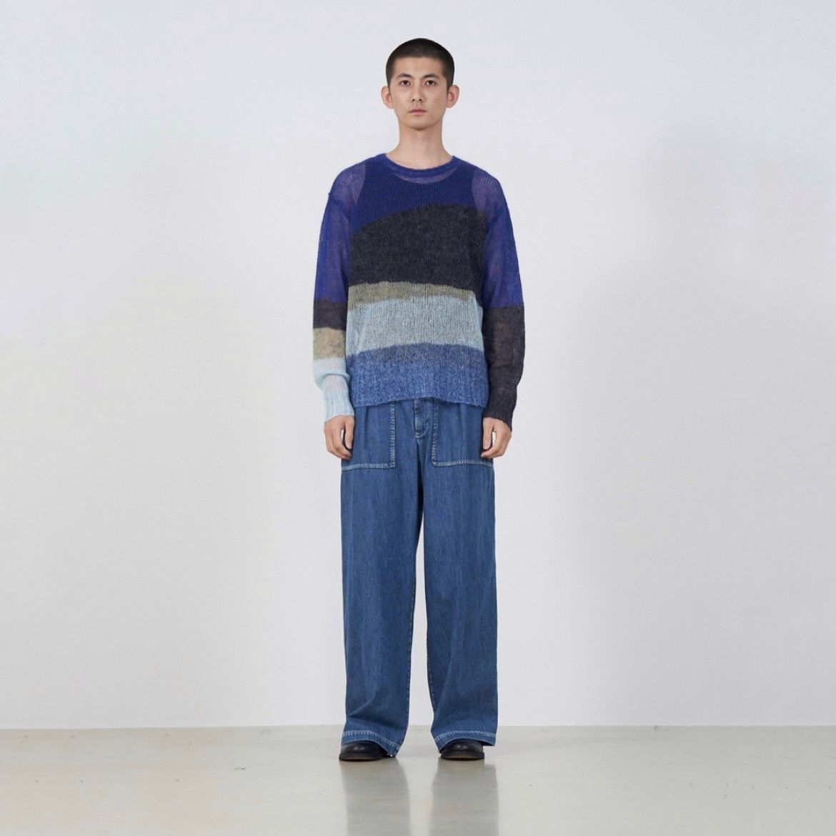 【残りわずか】Mohair Intarsia Sheer Sweater