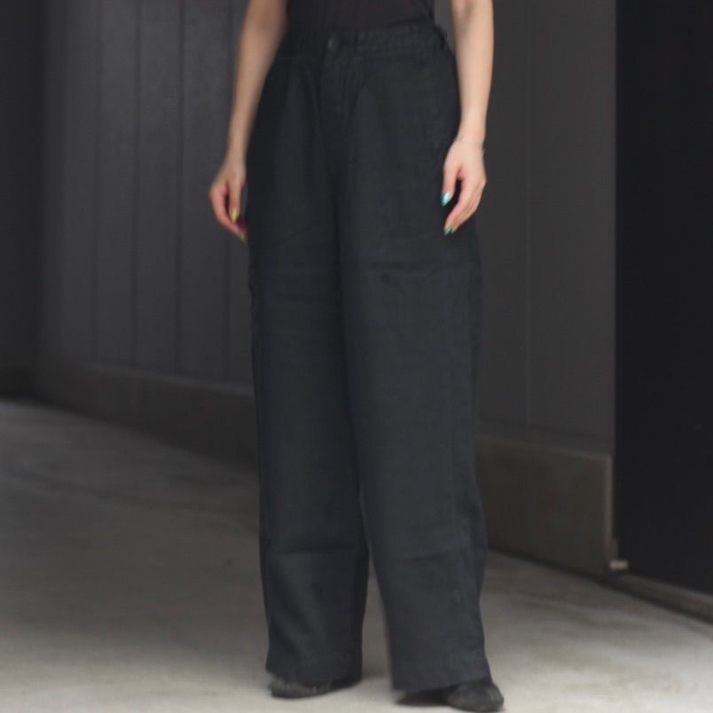 【残り一点】Heavy Linen Herringbone Wide Easy Trousers