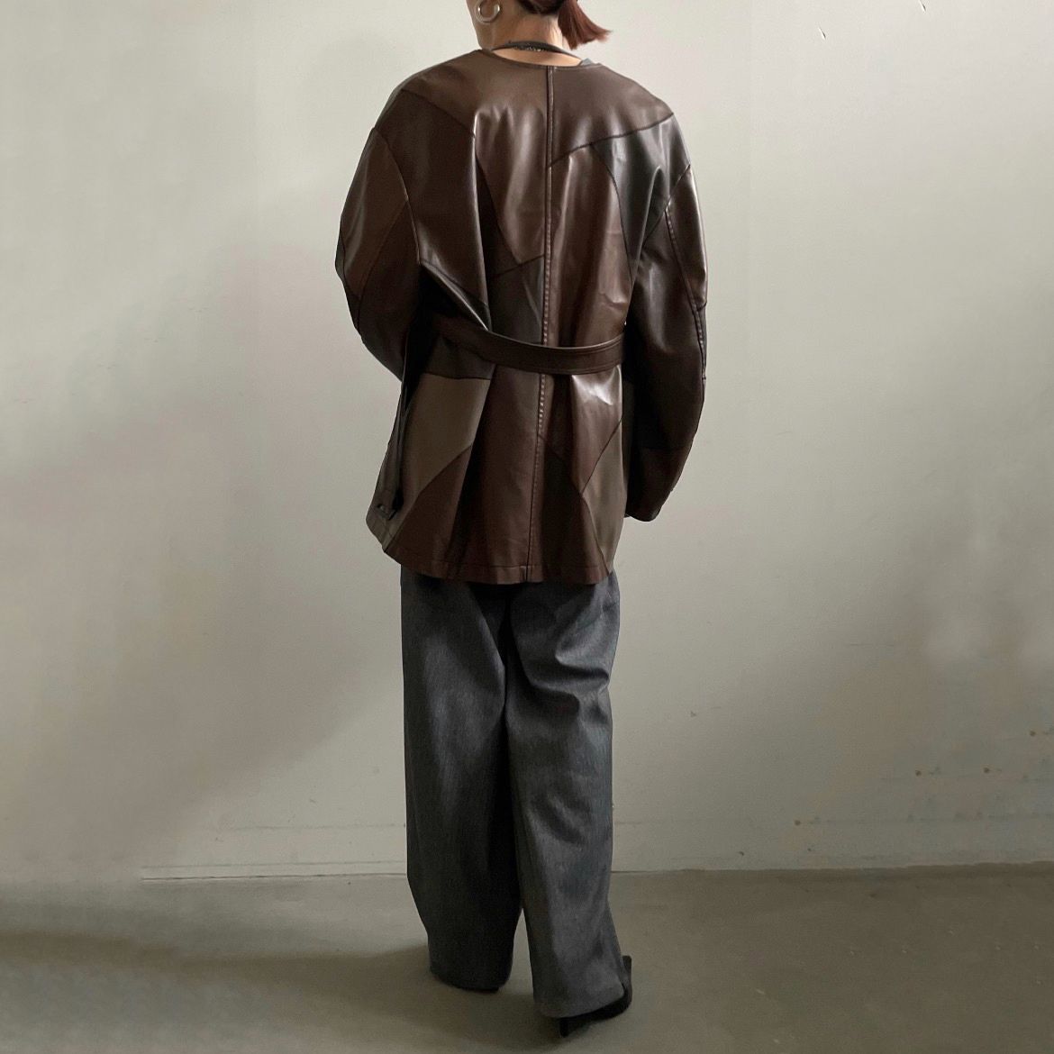 【残り一点】Patchwork Fake Leather Jacket