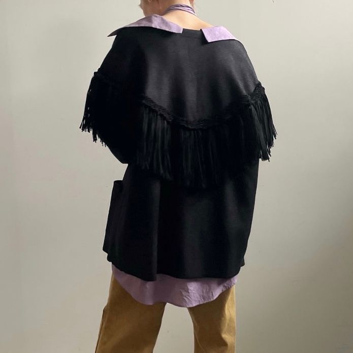 【残り一点】Vintage Like Fringe Knit Jacket