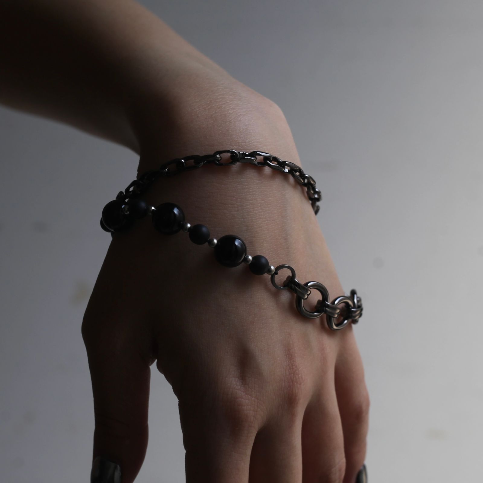 【残り一点】Beads Chain Breacelet_A(BLACK)