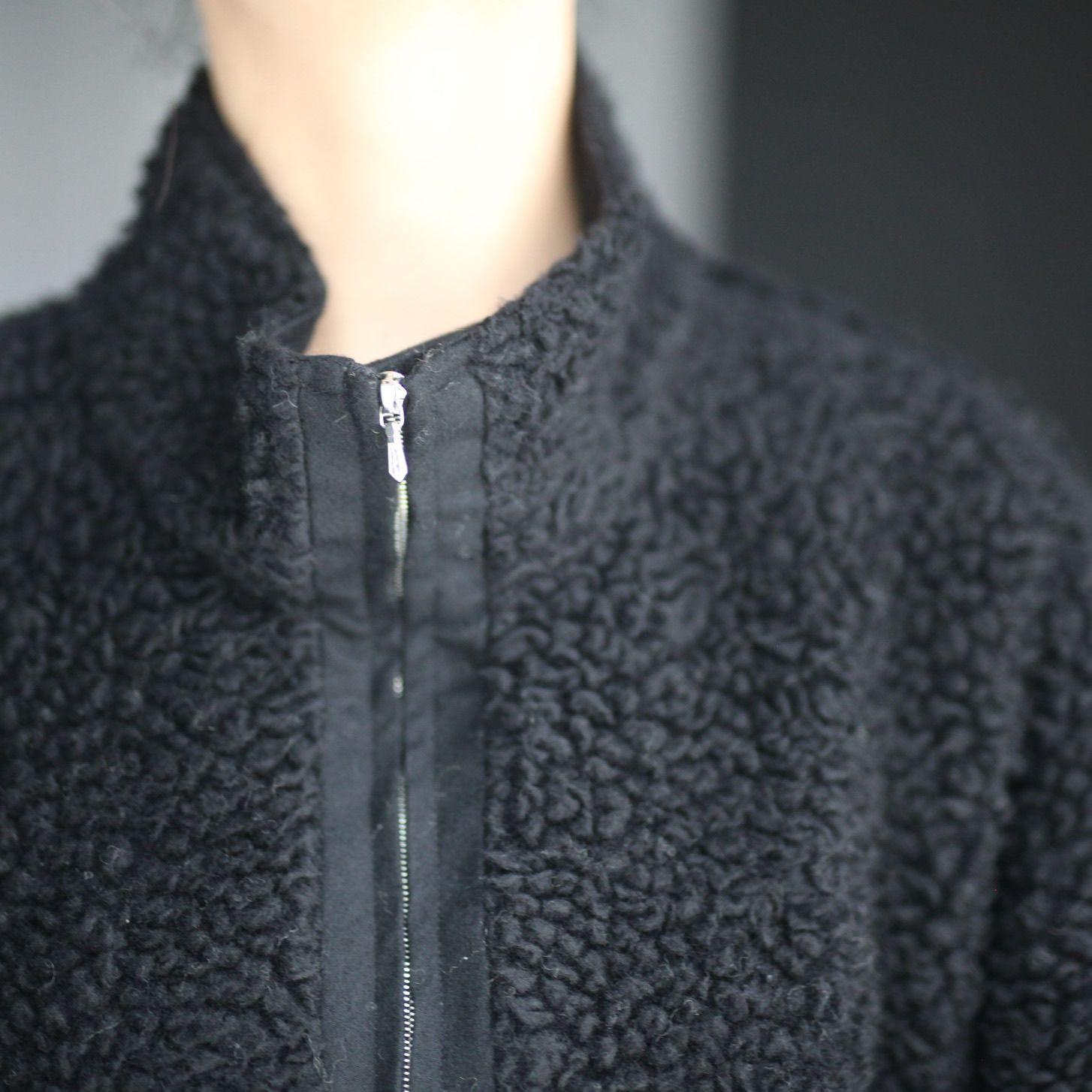 stein wool boa zip long jacket | alfasaac.com