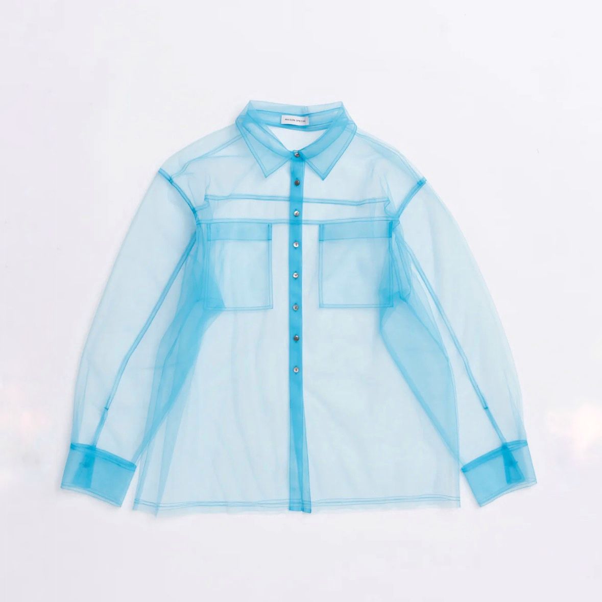【残り一点】Tulle Shirt Layered Polo Knit Cardigan
