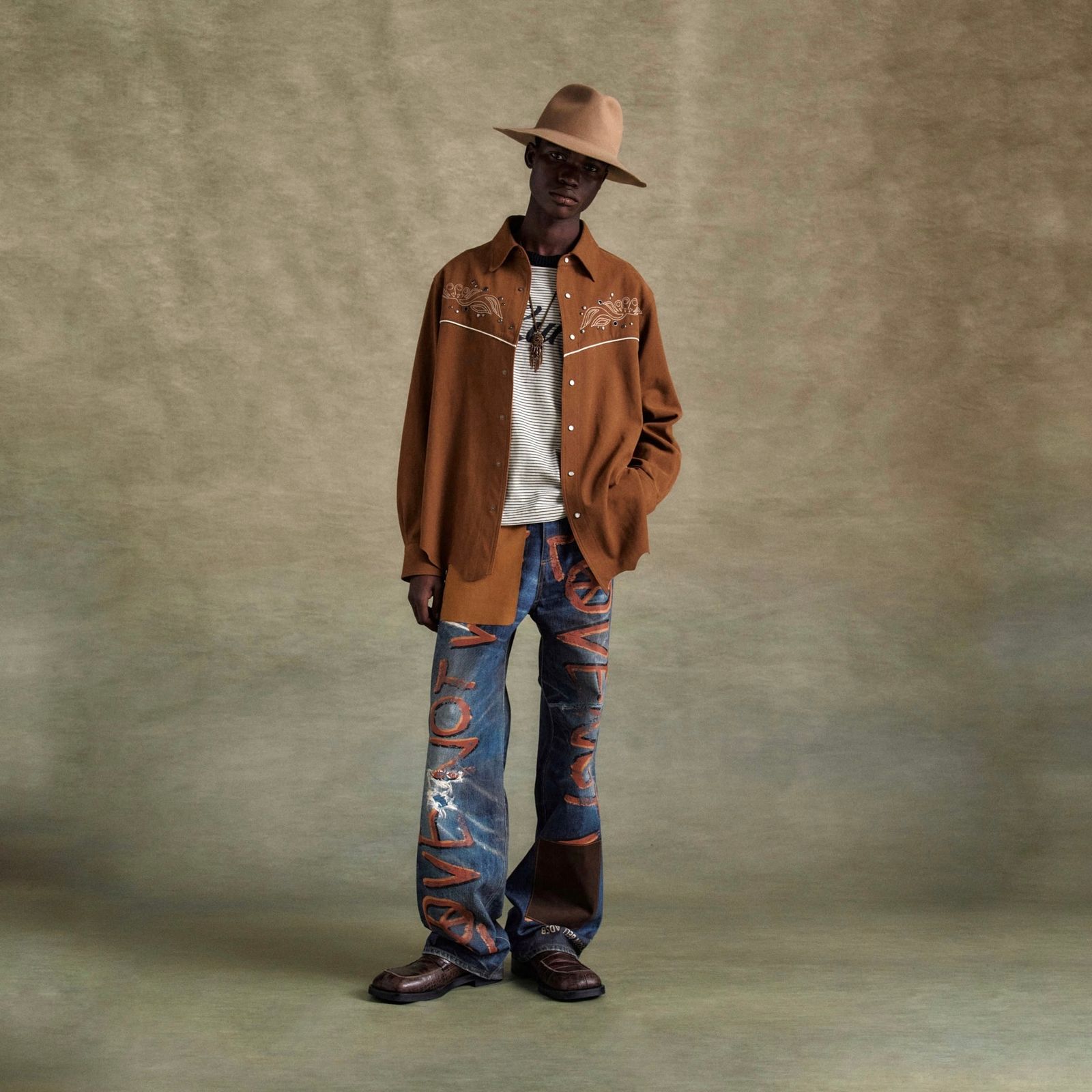 【残り一点】Love Printed Denim Trompe L`oeil Jeans