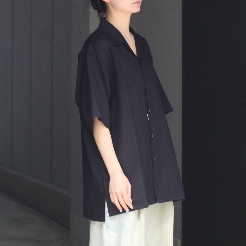 【残りわずか】Silk Cupro Twill Open Collar S/S Shirt