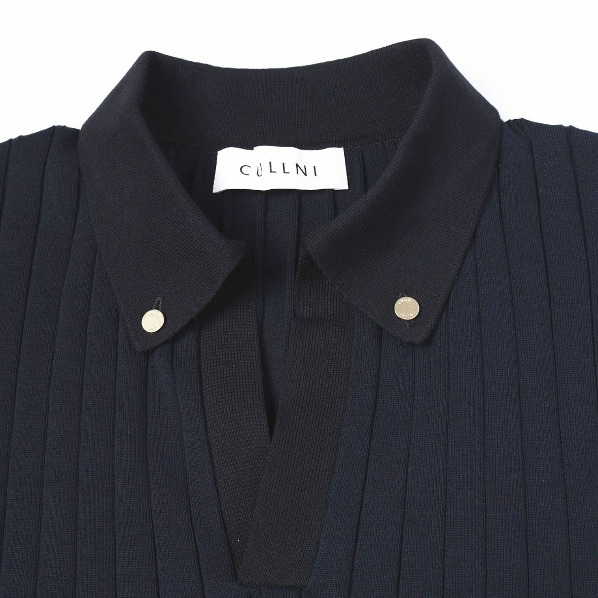 【残り一点】Wide Rib Skipper Collar Short Sleeve Knit