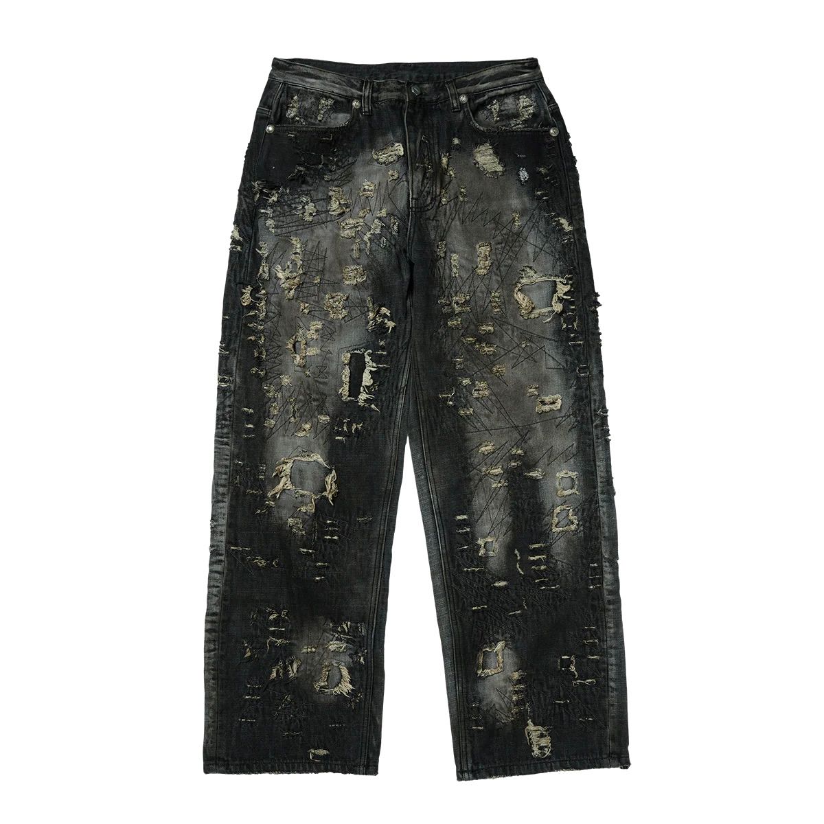 【残り一点】Hard-Washed Damaged Denim Pants