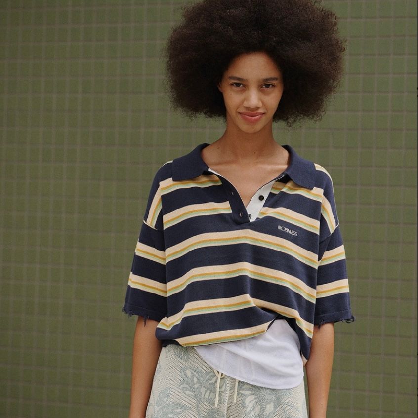 【残り一点】NL Border Grunge Mini Polo Knit