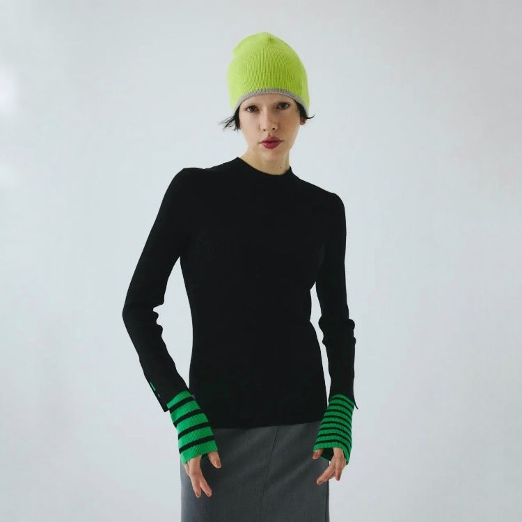 【残り一点】Border Double Cuff Knit Top