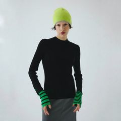 【残り一点】Border Double Cuff Knit Top