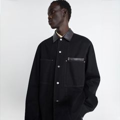 【残り一点】Work Wear Over Shirt With Leather Collar