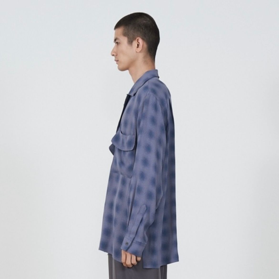 YOKE - 【残り一点】Blurred Ombre Plaid Open Collar Shirt