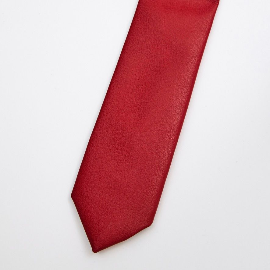 【再販売通知受付可能】55mm Leather Tie(RED)