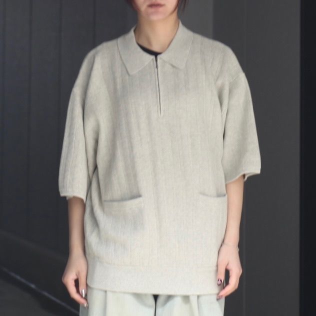 crepuscule - 【残り一点】Rib Pattern Half Zip Polo | ACRMTSM