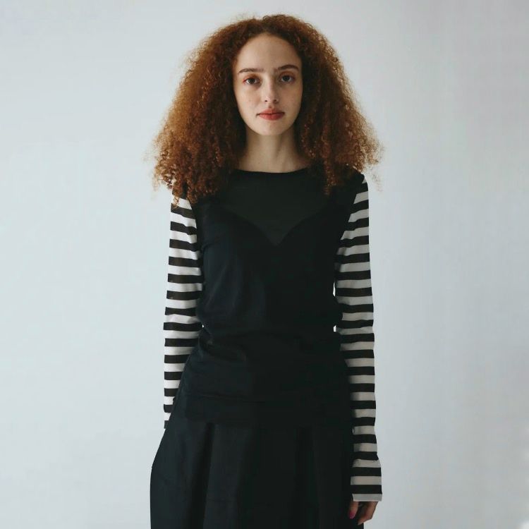 【残り一点】Border Sleeve Mesh Inner Tops