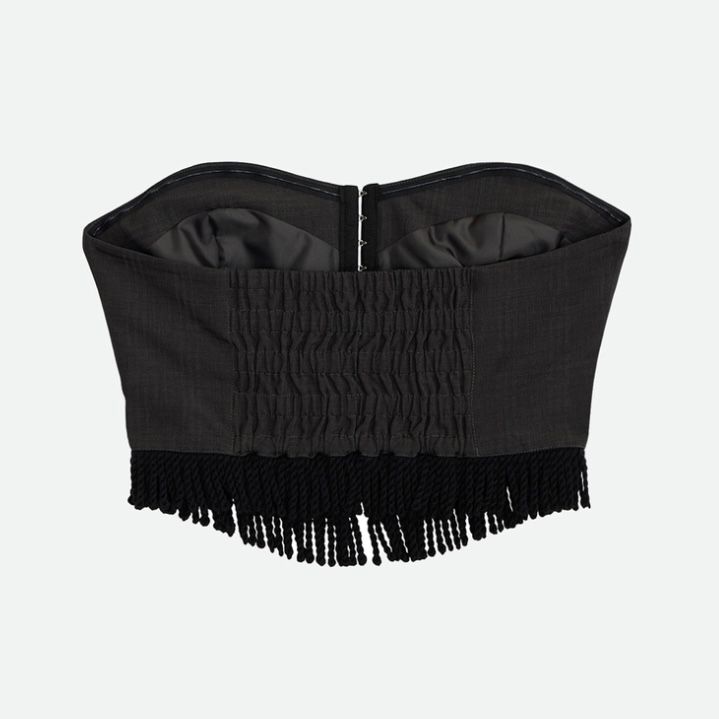 【残り一点】Check Fringe Bare Bustier
