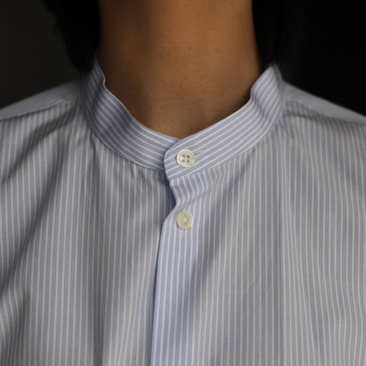 ATON - 【残り一点】Giza Stripe Band Collar Shirt | ACRMTSM ONLINE