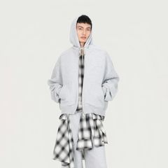 【残り一点】2in1 Zip Hoodie with Check Shirt