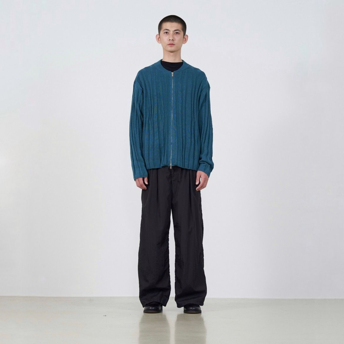 【関税込み】YOKE ブラック Roundum Rib Zip Knit ジャケット YOKE - 【残り一点】Random Rib Zip Knit Blouson | ACRMTSM
