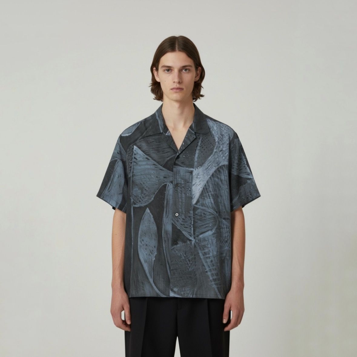 【残り一点】Printed Tencell Open Collar Shirt