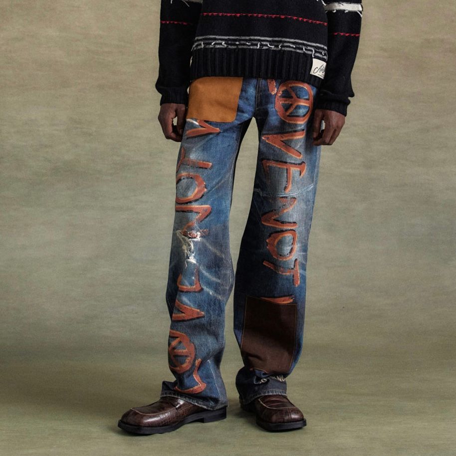 【残り一点】Love Printed Denim Trompe L`oeil Jeans