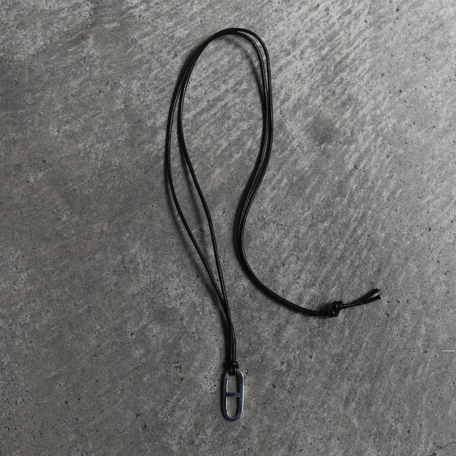 【残り一点】Flat Anchor Leather Necklace(BLACK LEATHER×SILVER)