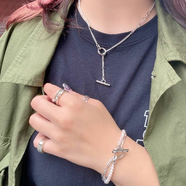 【お取り寄せ注文可能】Clash Mix Chain Necklace(WHITE)
