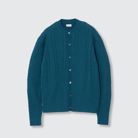 【残り一点】Fluid Cable Knit Crewneck Cardigan