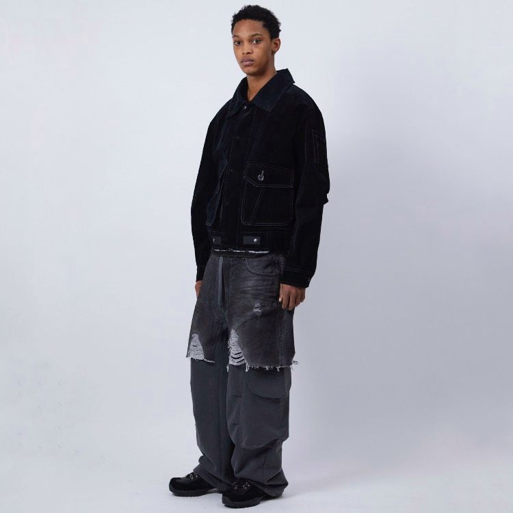 【残り一点】Unisex Rugged Denim-inset Sweat Pants