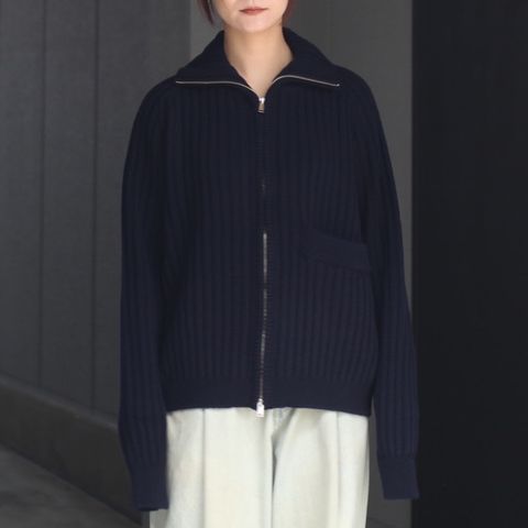 【残り一点】Wide Rib Highneck Zip Cardigan
