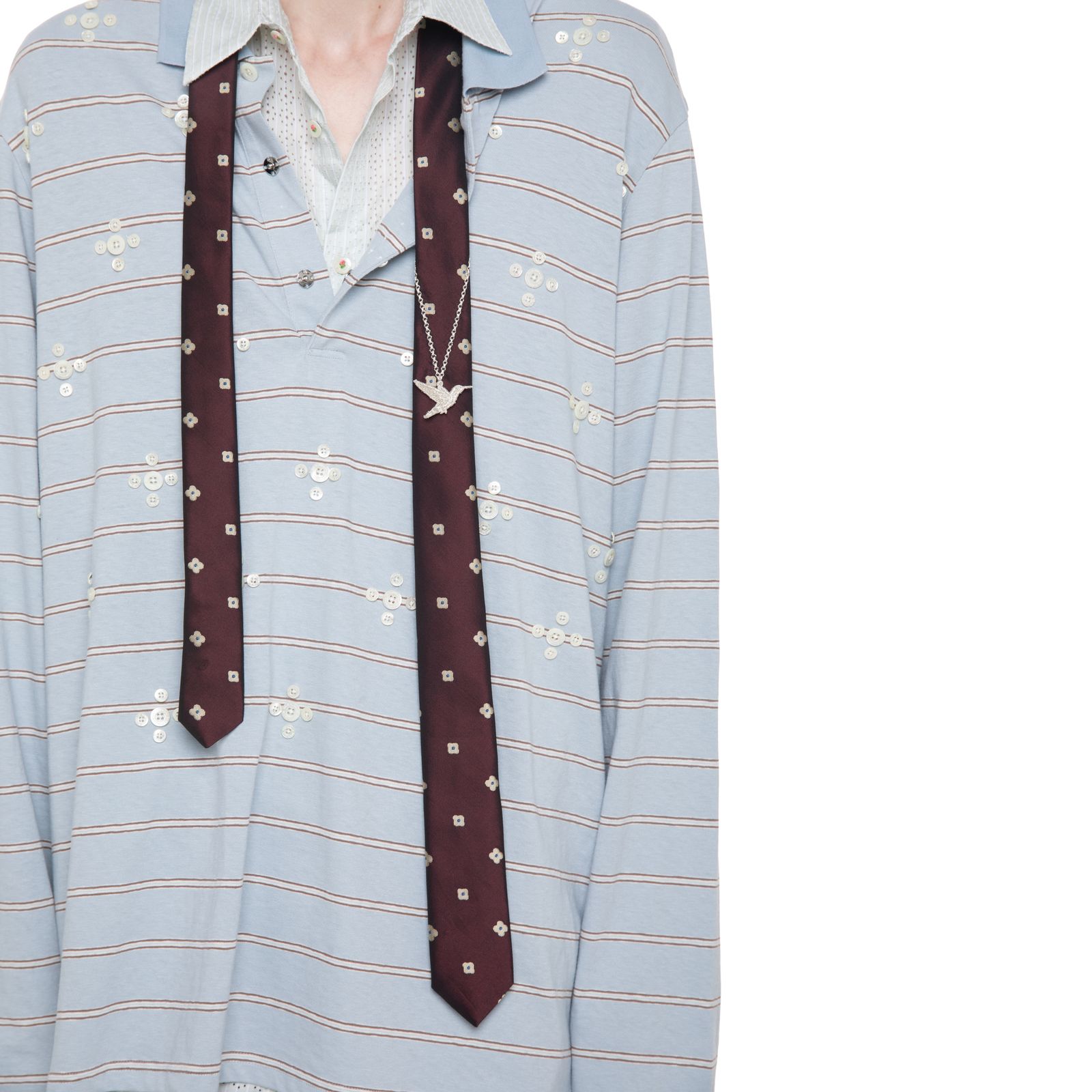 【残り一点】"Humming Bird"Embroidary Flower Tie