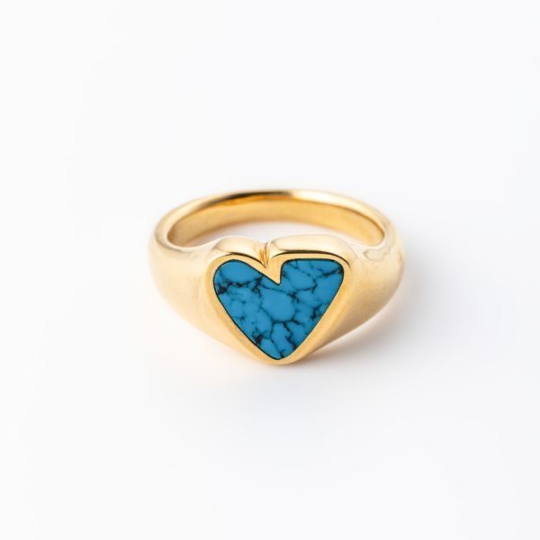 【お取り寄せ注文可能】Heart Stone Ring(TURQUOISE×GOLD)