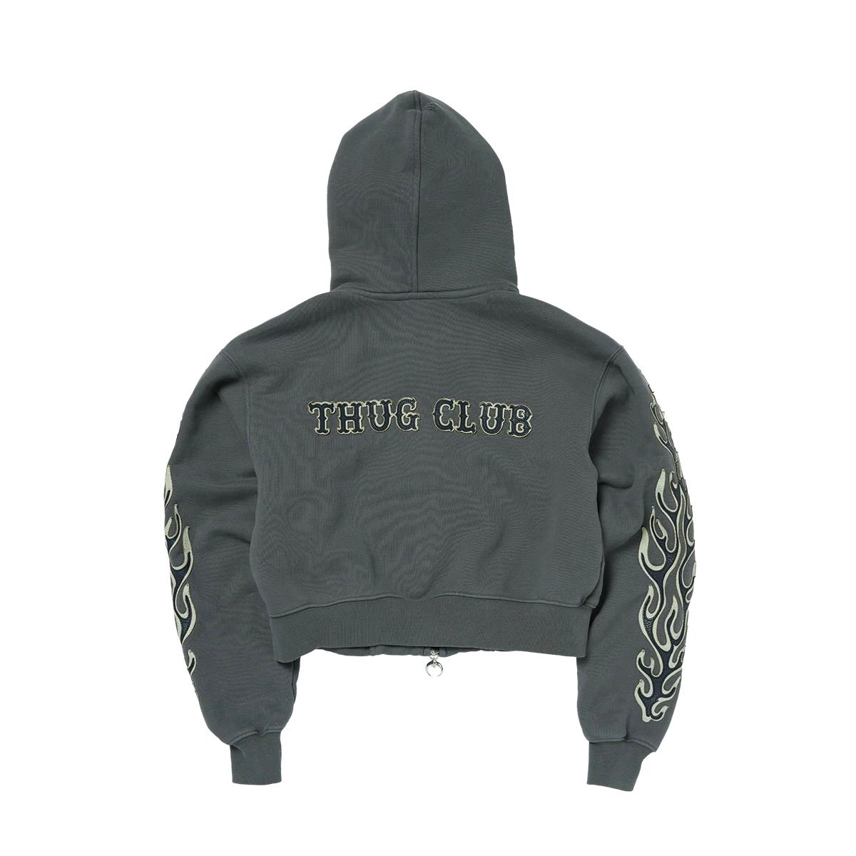 【残り一点】Leather Flame Cropped Hooded Zip Up