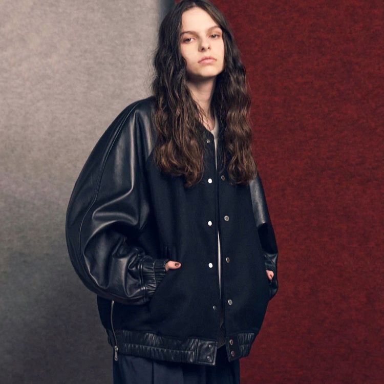 【残り一点】Sheep Leather Melton Combination Stadium Jacket