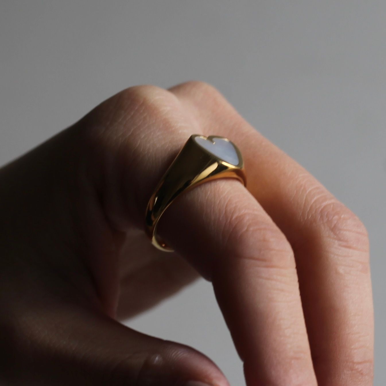 【お取り寄せ注文可能】Heart Stone Ring(WHITE×GOLD)