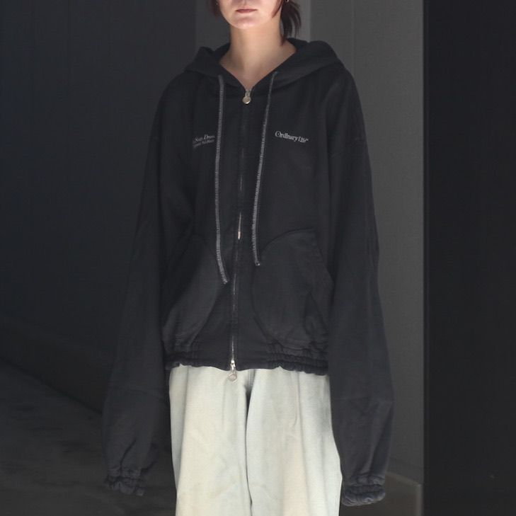 【残り一点】Washed Ordinary Old Style Zip Hoodie With No Effect
