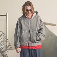 【残り一点】Over-Dye Embroidery Prime-Over Sweat Zip Hoodie