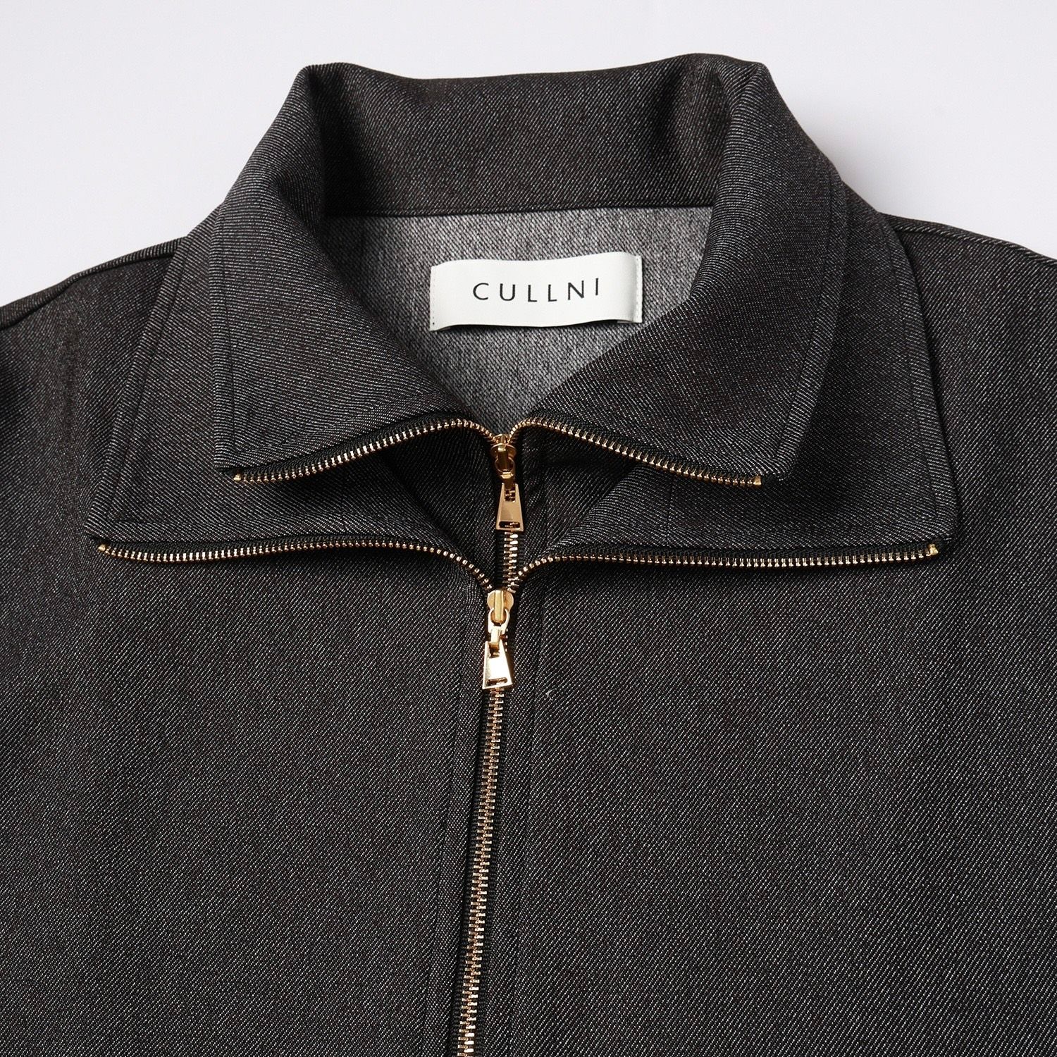【残り一点】Faux Denim Layered Stand Collar Pullover