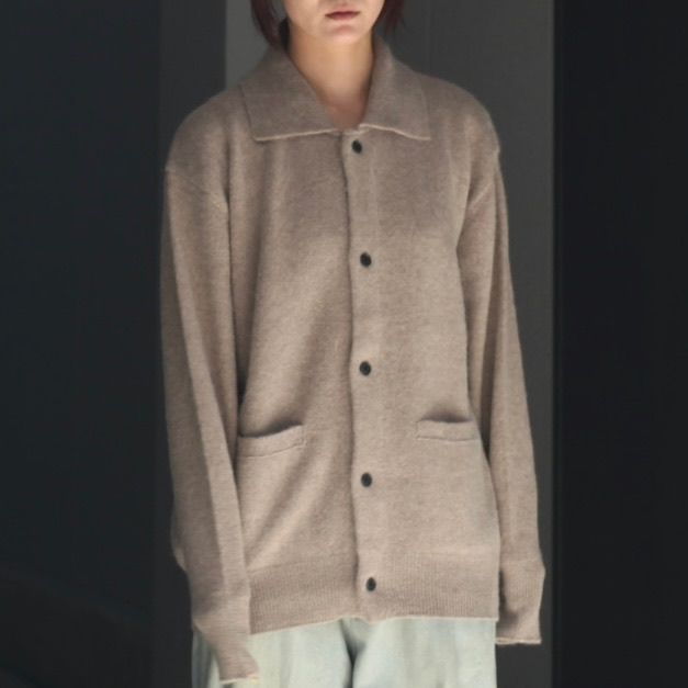 【残りわずか】Fine Alpaca Knit Collared Cardigan