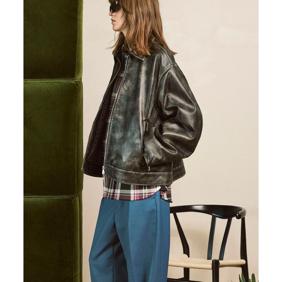 【残り一点】Sheep Leather Single Riders Collared Jacket