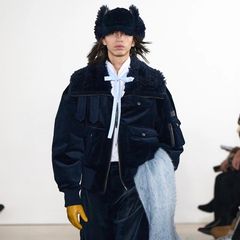 【残り一点】Navy Nylon Jacket with Faux Fur Collar