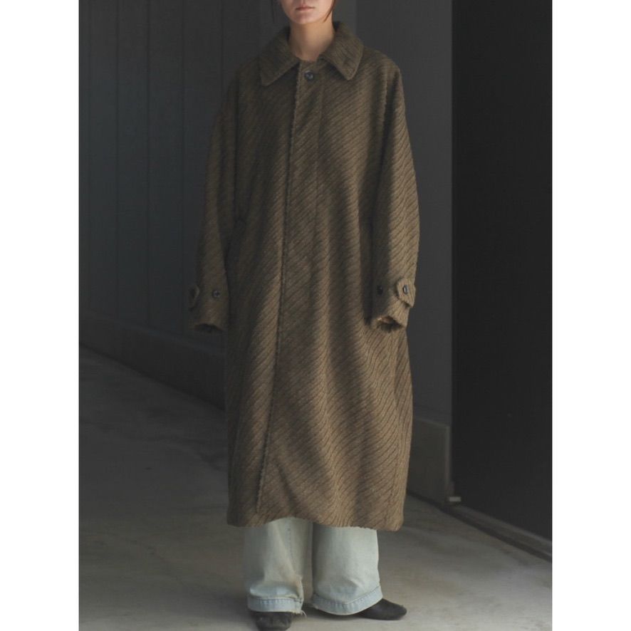 【残り一点】Herringbone Bonding Tweed Big Balmacaan Coat