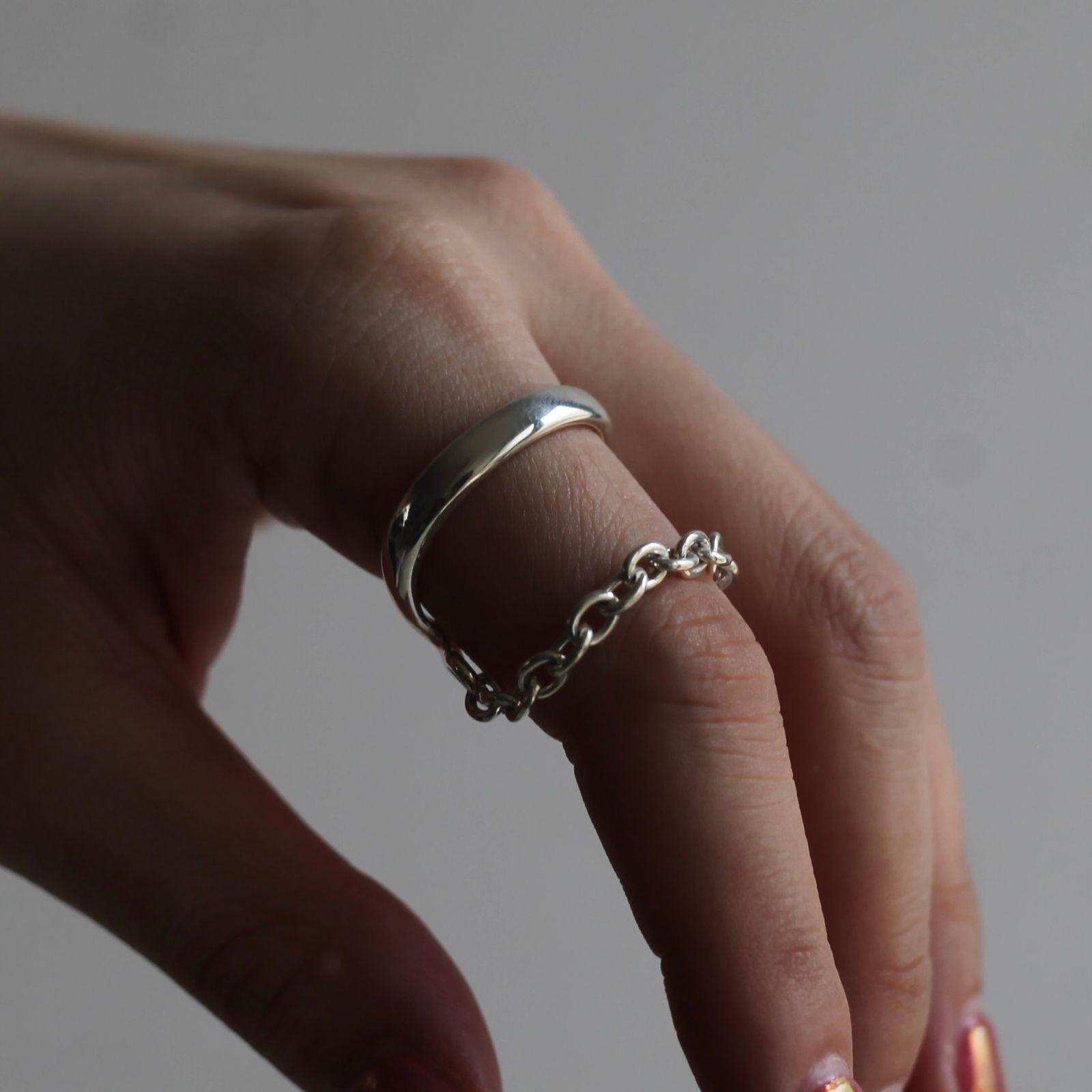 【残り一点】Oval Chain Double Ring
