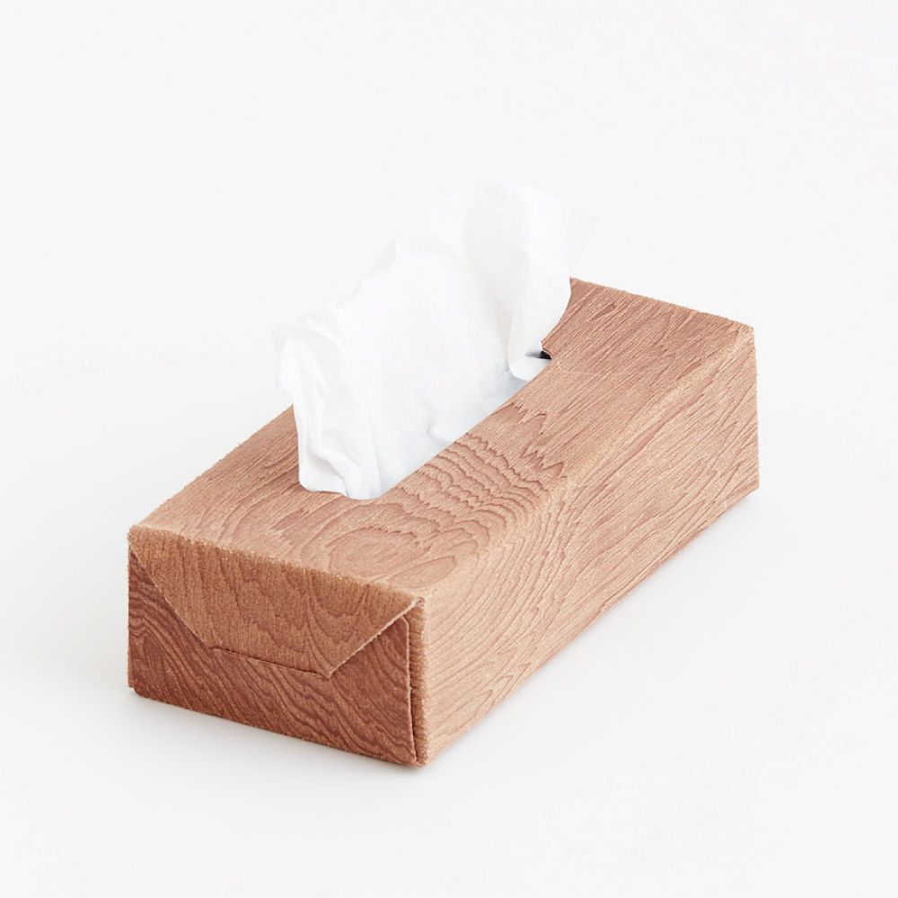 【残り一点】Plywood Leather Tissue Box Case